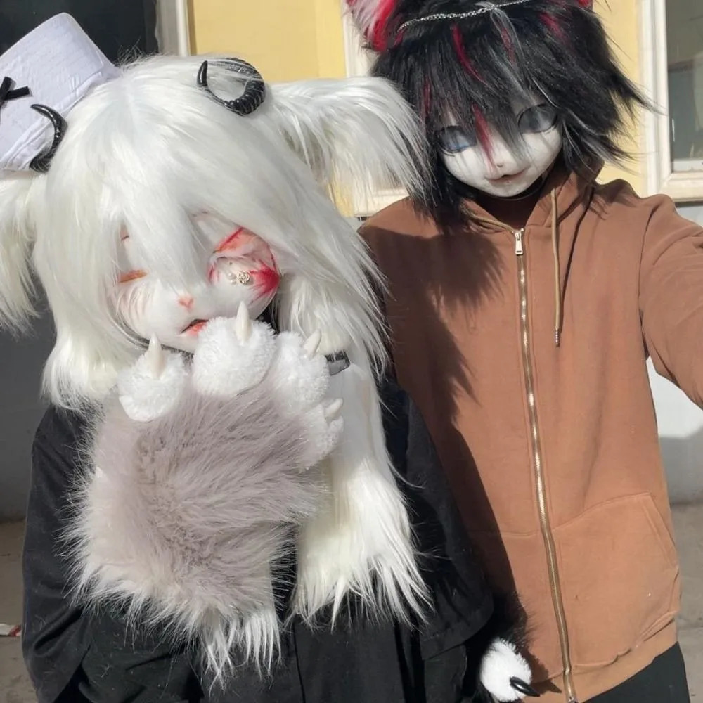 Kawaii Cartoon Cosplay Costume Gloves Furry Fursuit Kigurumi Plush Cat Paw Gloves Thicken Warm Cat Claw Mittens Gifts 251106