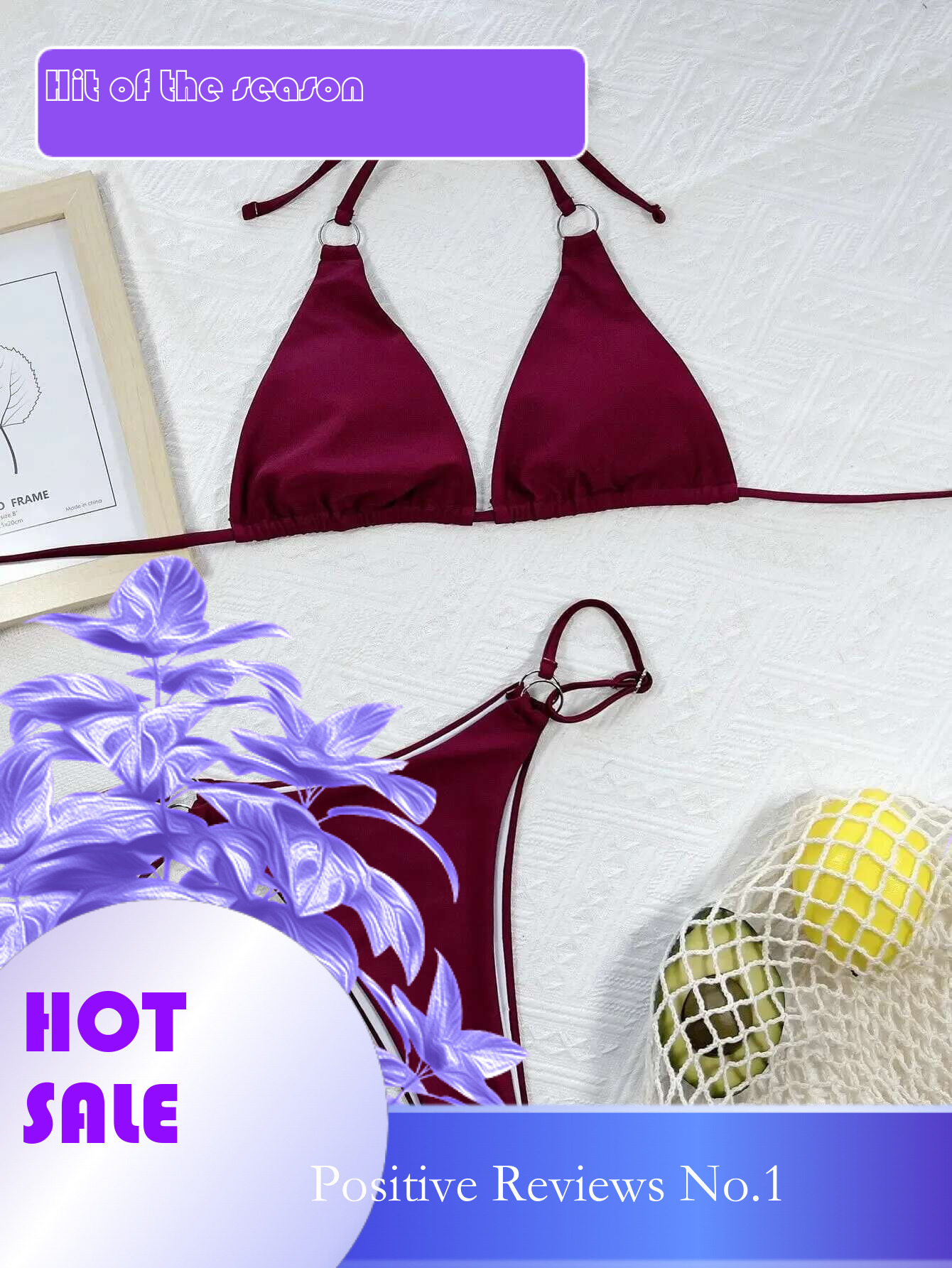 Dongdumaoyi Sexy Micro Bikini Women Brown Wine Metal Ring Linked Push Up Triangle Swimsuit Brazilian Beach Bathing Suit Thong Swimwear