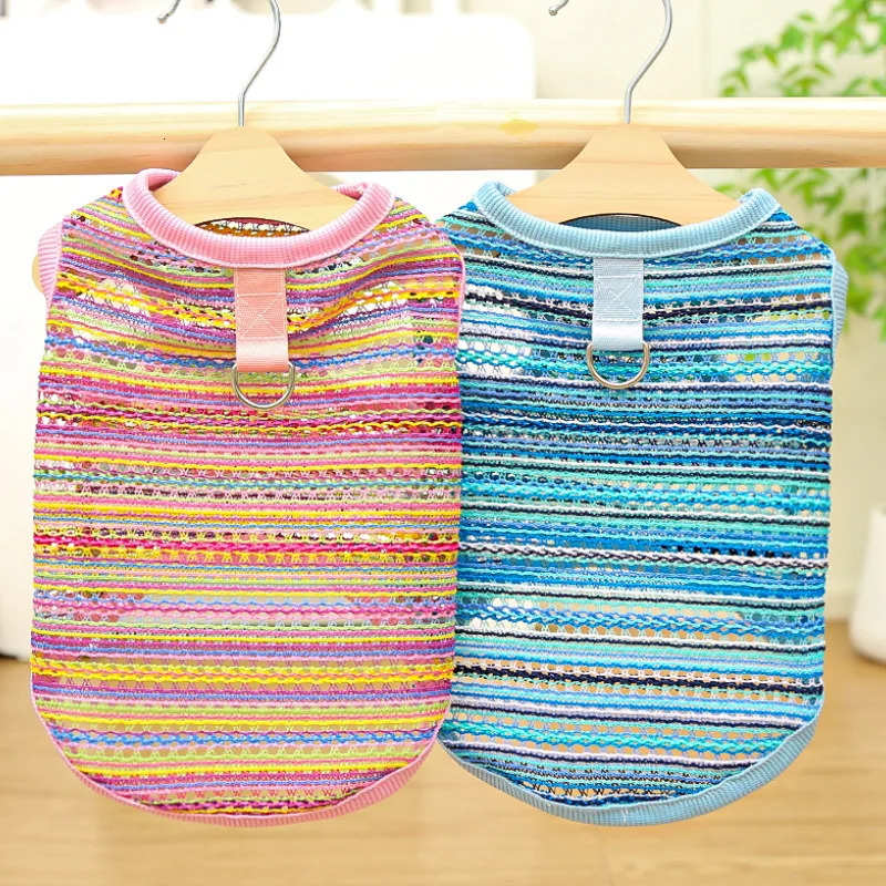 Summer Dog Cooling Vest Thin Stripped Dog Clothes Pet Breathable Kitten Puppy Costume Chihuahua Bichon Yorkie Male Dog Vest 250402