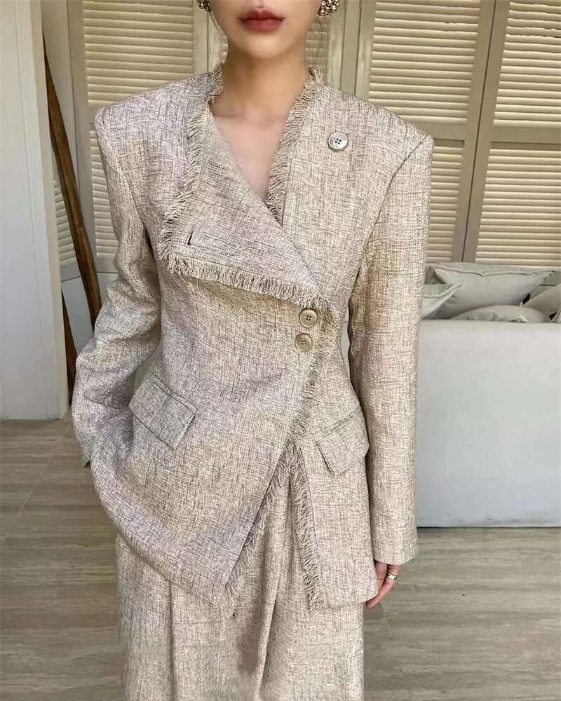 Casual Suit Sets 2024 New Women's Spring And Autumn Two-Piece Fringed Design Jacket Casual+Pants Set