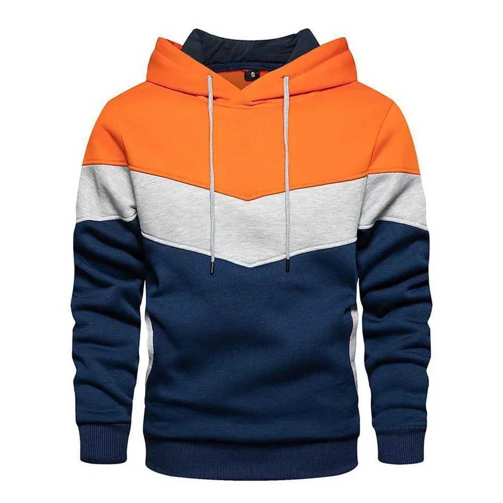 New Spring and Autumn New Mens and Womens Couple Fashion Trend Casual Loose Size Hoodie Block Color Hooded Collar Sweater W251106