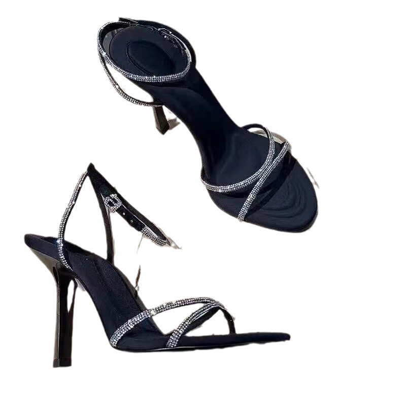 hot free shipping Sandals for woman outdoor fashionable Dress 9cm High black Heel Fashion casual slippers