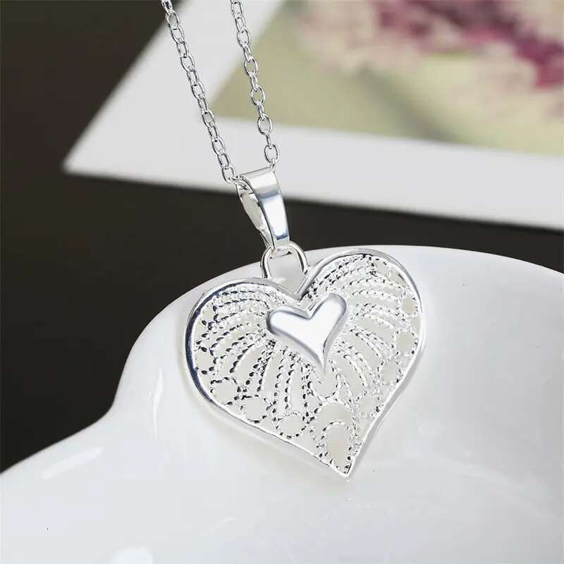 Fashion Sterg Sier 18-24 Inches Fine 25MM Heart Necklace For Charm Women Wedding Party Favors Jewelry Accessories