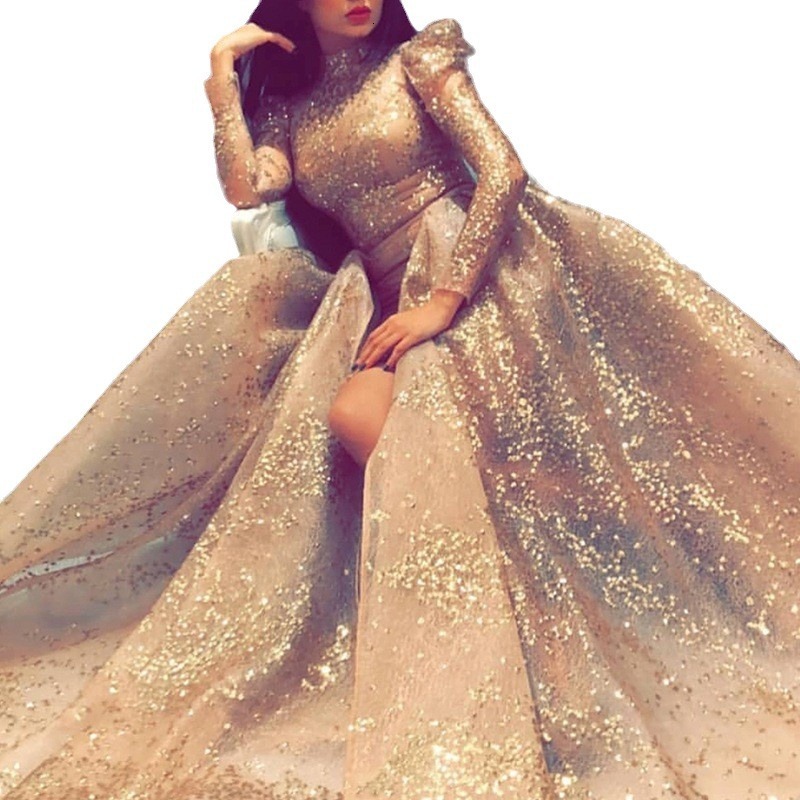 2025 New Womens Clothing with Gold Casting Sexy Long Skirt Slit Banquet Evening Dress New Style
