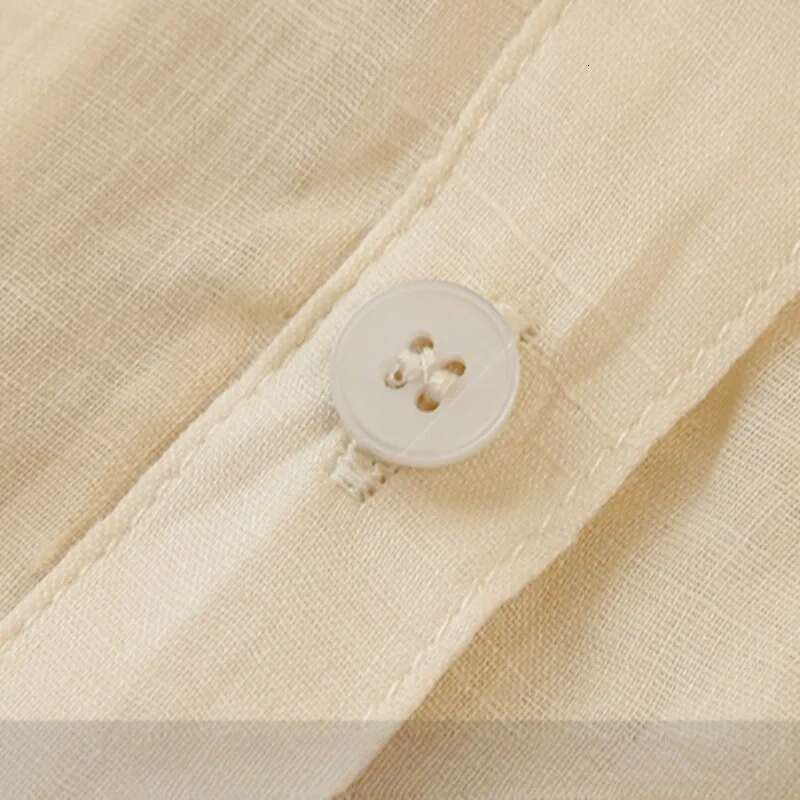 100% Ramie Thin Breathable Women Shirt Chic French Lapel Single-Breasted Cardigan Ladies Loose Simple Long-Sleeved Shirts