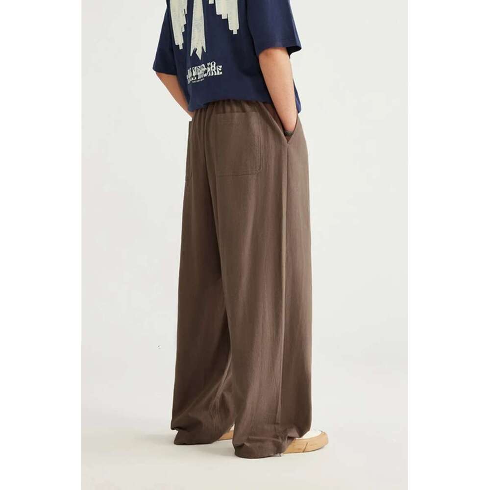 Bamboo Cotton En Wide Leg Pants Spring Summer All-Match Casual Mens Trousers