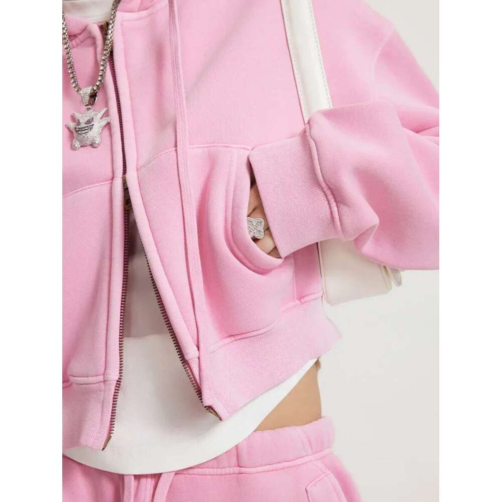Women's Fashion Short Skirt Suits Winter Thicken Fleece Cotton Retro Cardigan Oversized Female Warm Hoodie