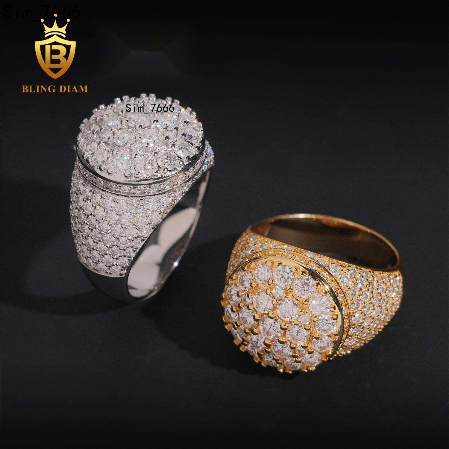 Hip Hop Jewelry Ring S925 Sterling Silver Ice Out Vvs Moissanite Pass Diamond Tester Resin Flower Finger Rings for Men