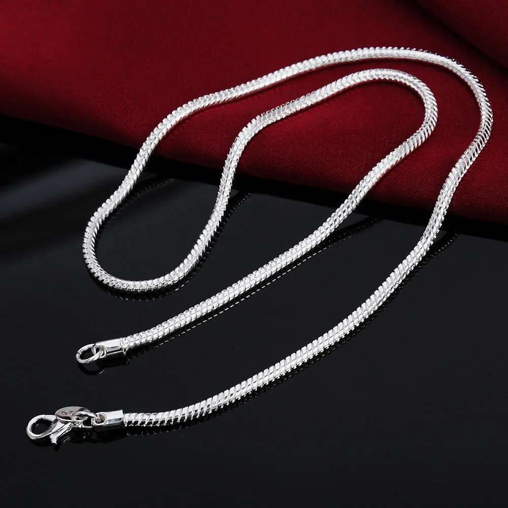 40-75cm Sterg Sier 1MM/2MM/3MM solid Snake Chain Necklace For Men Women Fashion Jewelry for pendant