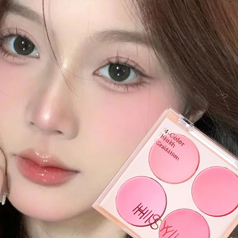 4color powder blusher bright warm natural nude makeup effect lasting 250325
