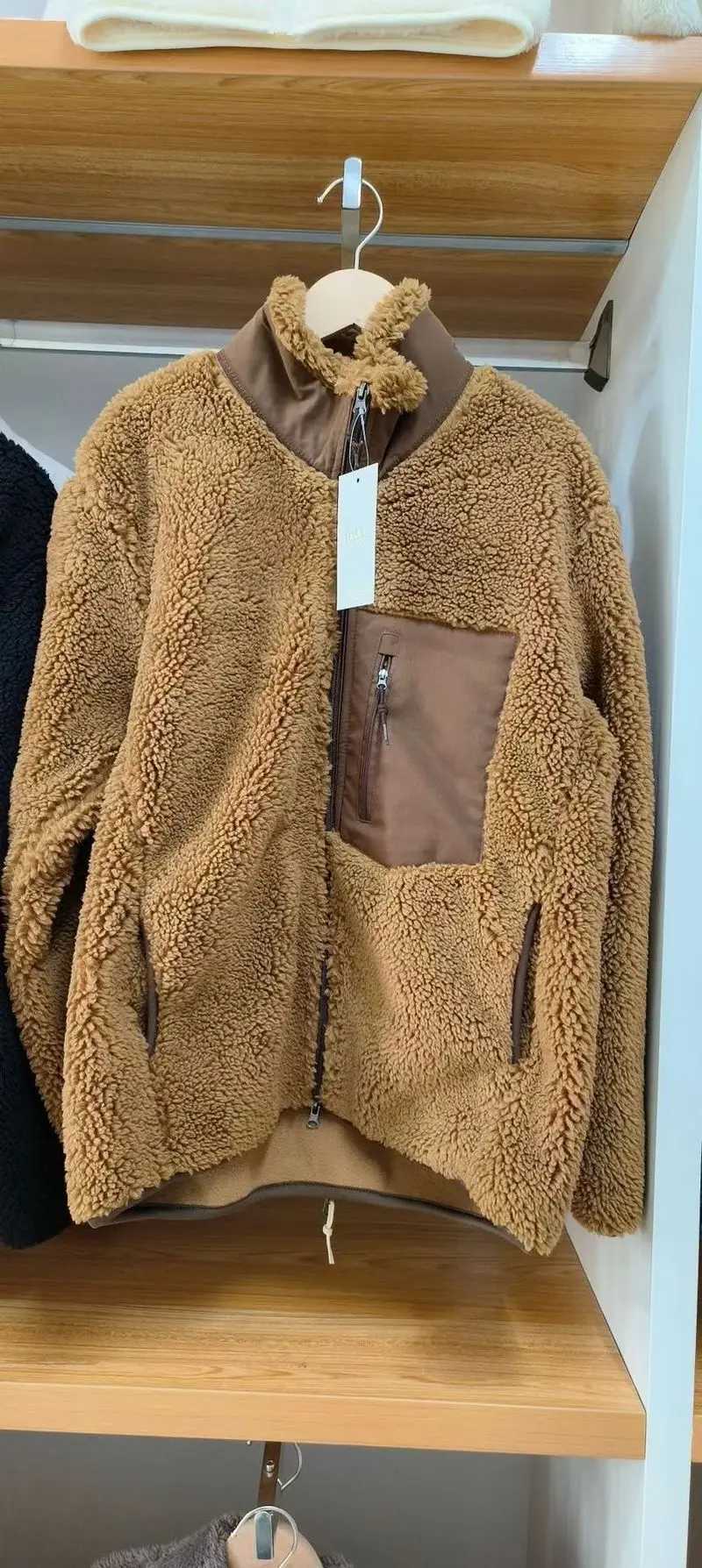 Motorcycle Jackets Single Couple Autumn/Winter New Zipper Loose Windproof Pocket Stand Up Collar Warm Lamb Wool Coat For Women X251106