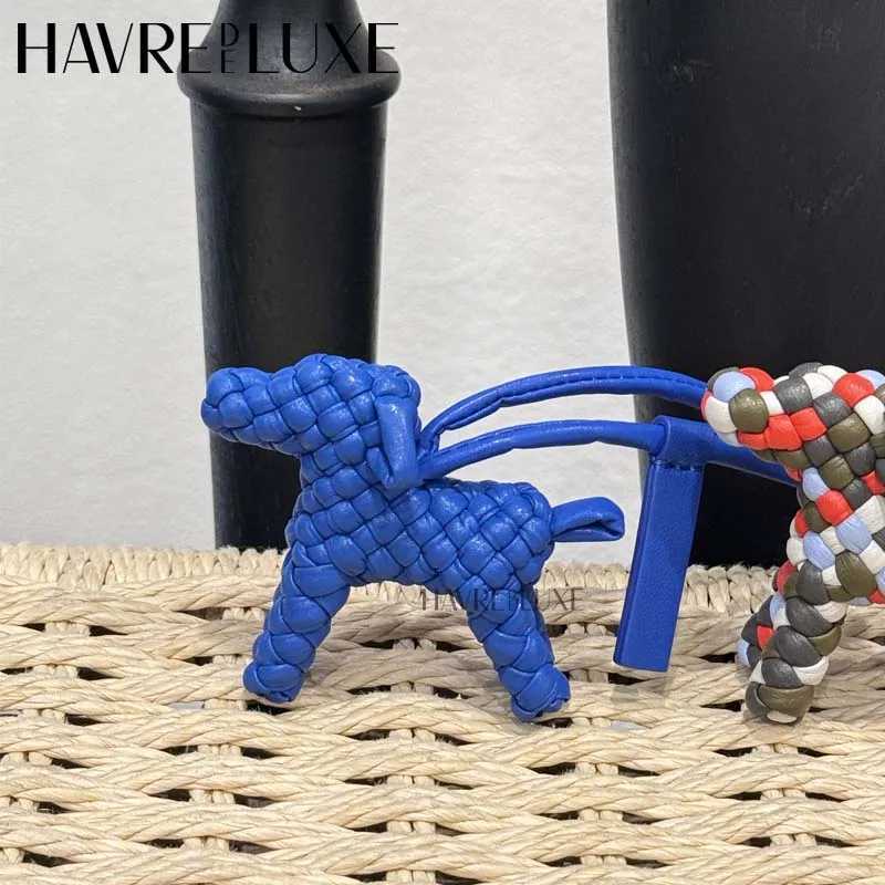 Woven leather dog charm for womens bag keychain pendant animal ornament decoration bag cessories L251105XUL2
