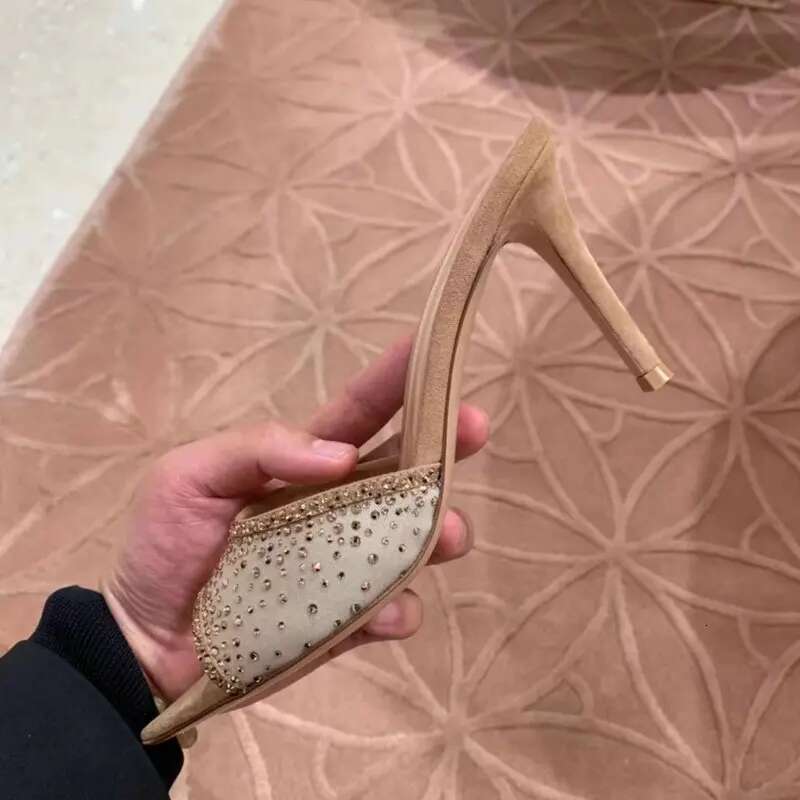 2025 New French Women's Summer Designer Outdoor Slippers with hot Stiletto High Heels, Pointed Toe Exposed Slippers1