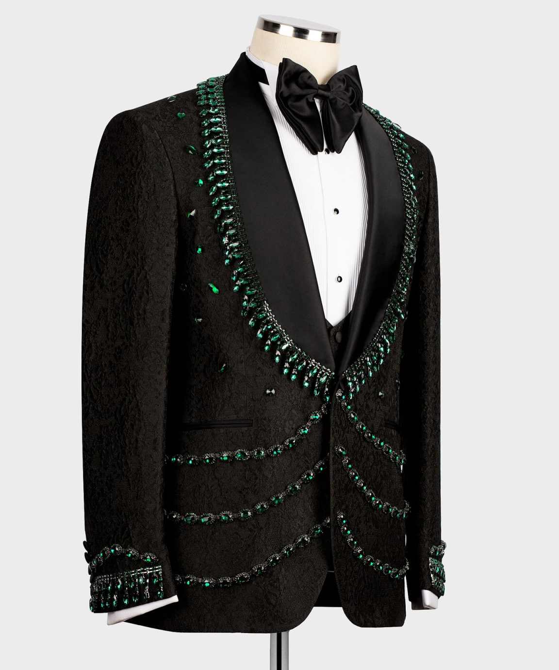 New Fashion One Piece Black Spring Summer Men Suits Set Blazer With Beaded Sequins Shawl Lapel Customized Groom Wedding Tuxedo Formal Prom Jacket