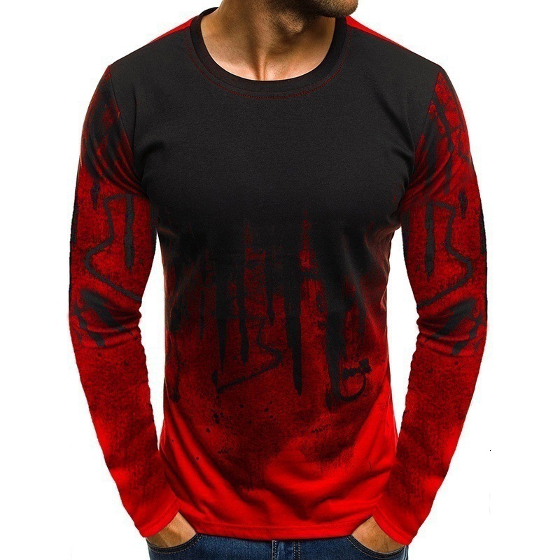 Summer new 3D printed mens camouflage pullover long sleeved casual T-shirt mens clothing