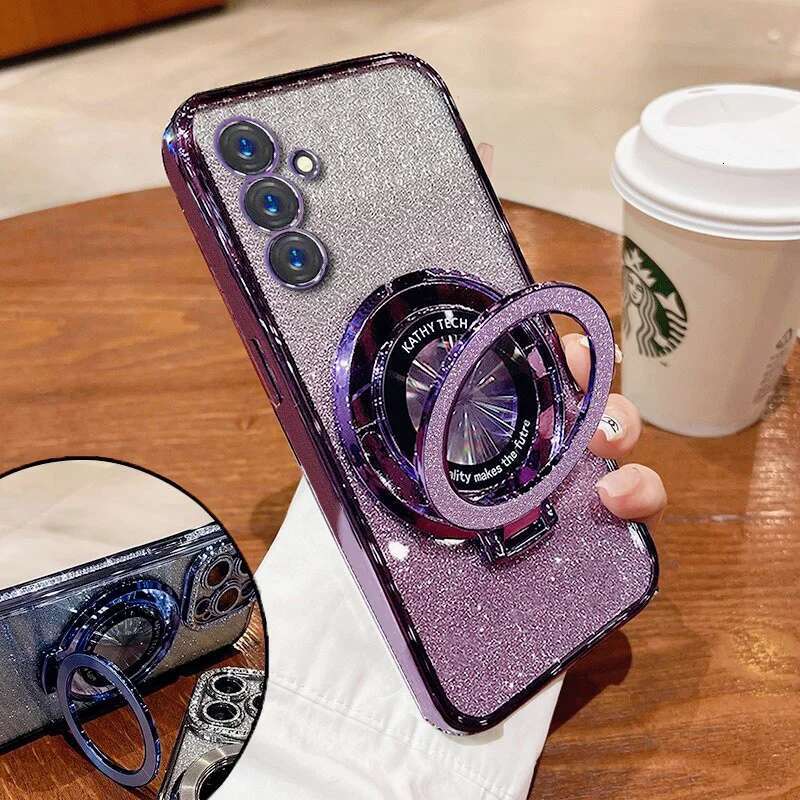S24FE with bracket Glitter For Samsung Galaxy Note 20 Ultra 10 S24 S23 S22 S21 S10 S9 Plus Case Holder