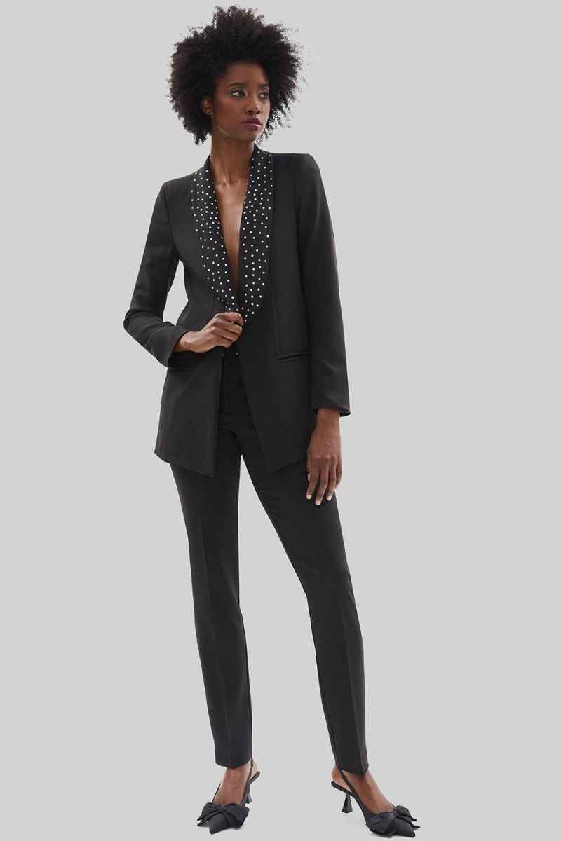 Cool Black Beads Women Pants Suits Leisure Ladies Fashion Wear Prom Birthday Party Customized 2 Pieces