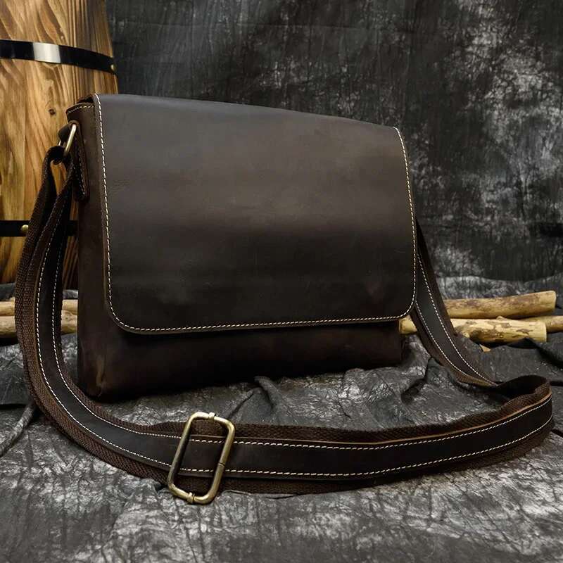 Vintage Crazy Horse Briefcases Laptop Office For Men Cover Messenger Men's Leather Bag Computer Bags