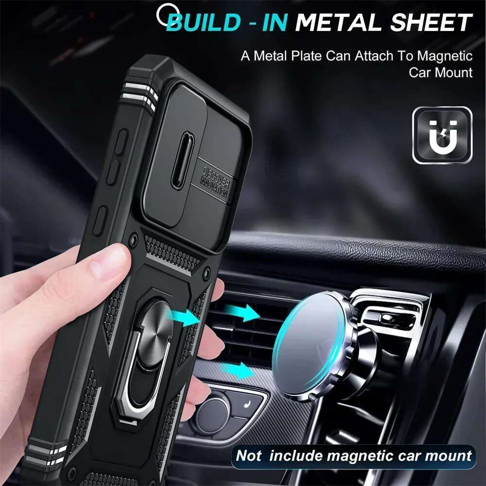 Case for Samsung Galaxy S24 S23 S22 S25 Ultra Plus A55 A56 A36 FE 4G 5G Slider Camera Protect 360 Full Protection Bracket Cover