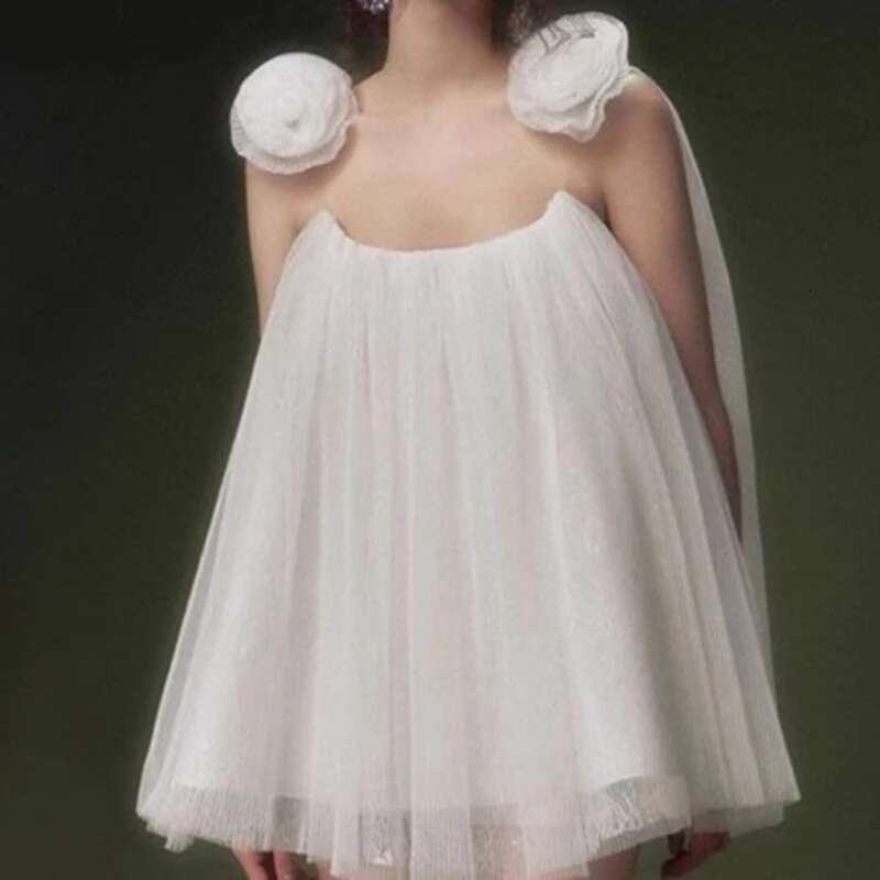 Fashion Women's Mesh Wer Shoulder Strap Sleeveless Dresses Solid Color Suspender Evening Dress Female Trendy 11A03717