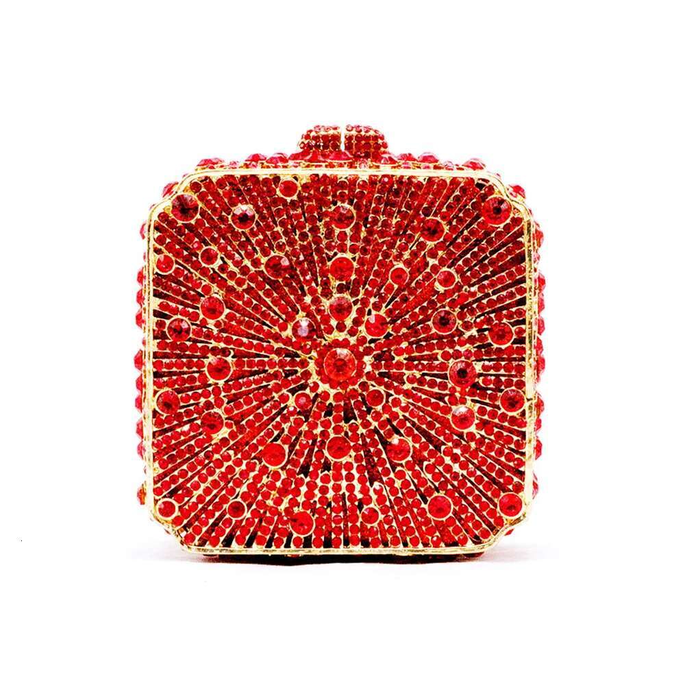 Dazzg Crystal Women Evening Bag Metal Box Clutch Wedding Bridal Dia Minaudiere Mini Handbags Ladies Party Purses