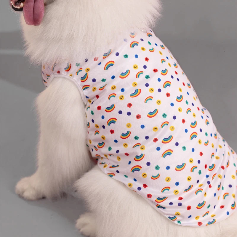 Summer Pet Dog Cooling Vest Cartoon Soft Clothing Summer Casual Shirts Small Medium Large Dogs Puppy French Bulldog Clothes 250402