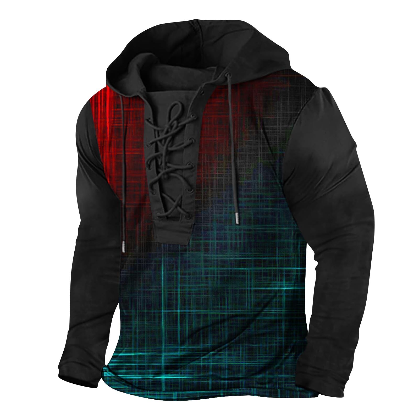 2025 New Mens Tether Printed US Flag Hoodie Large Head Long Sleeve T-shirt