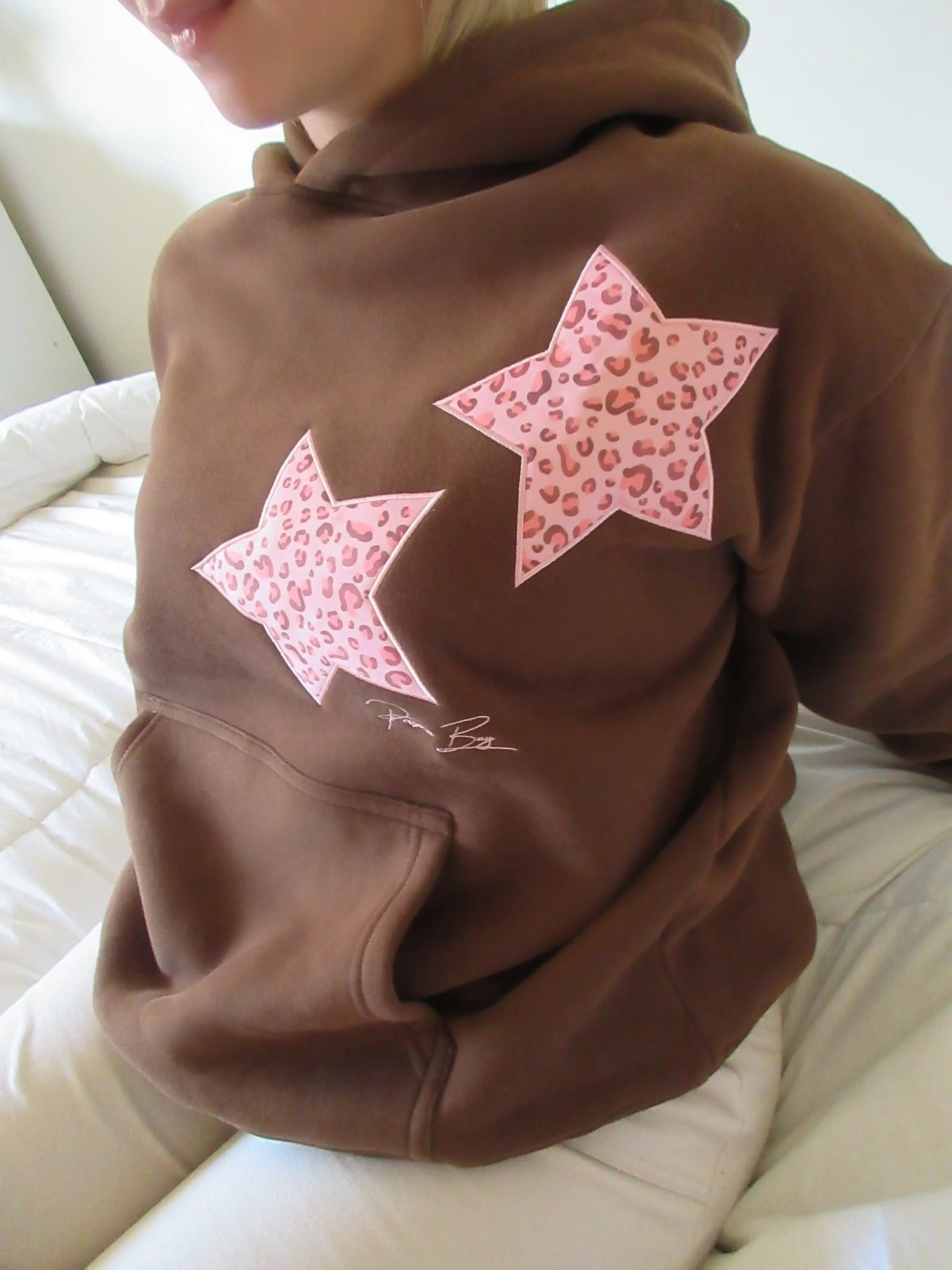 In European and American celebrity Embroidered Hooded Versatile Loose casual sweater 250402