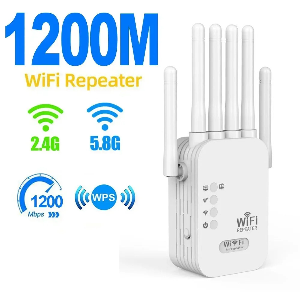 1200Mbps WiFi Repeater Wifi Amplifier Signal Wifi Extender Network Wi fi Booster 2.4G 5Ghz Long Range Wireless Wi-fi Repeater 250402
