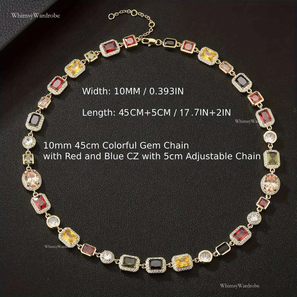 Multi Color Gemstone Beaded Necklace Rainbow Motley Choker Women Jewelry moissanite Tennis Gold Colorful Gem Stone Men Chain gift
