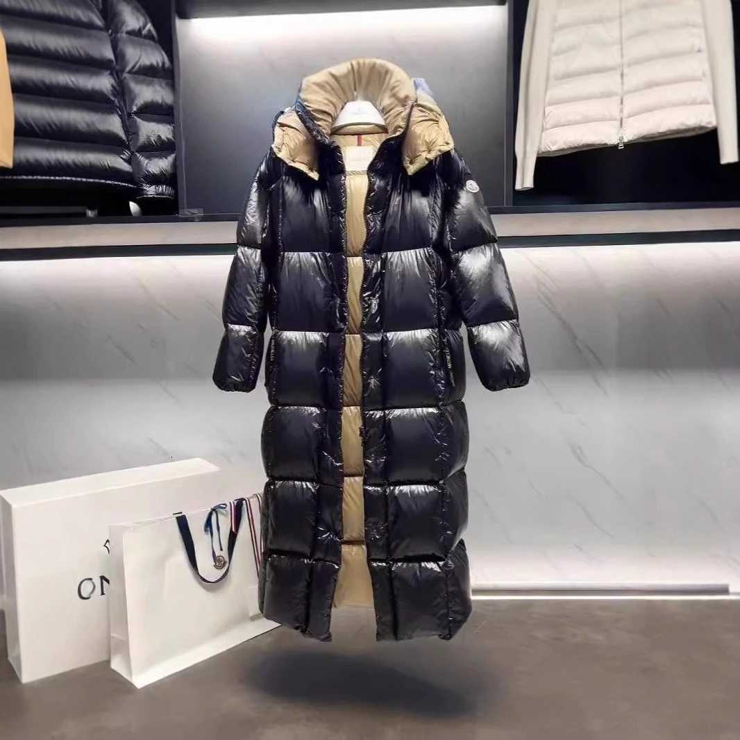 Womens Winter Down Jacket Thickened 90 White Duck Down er Long Coat Ladies Black Shiny Coldproof Hooded Puffy Jacket W251106