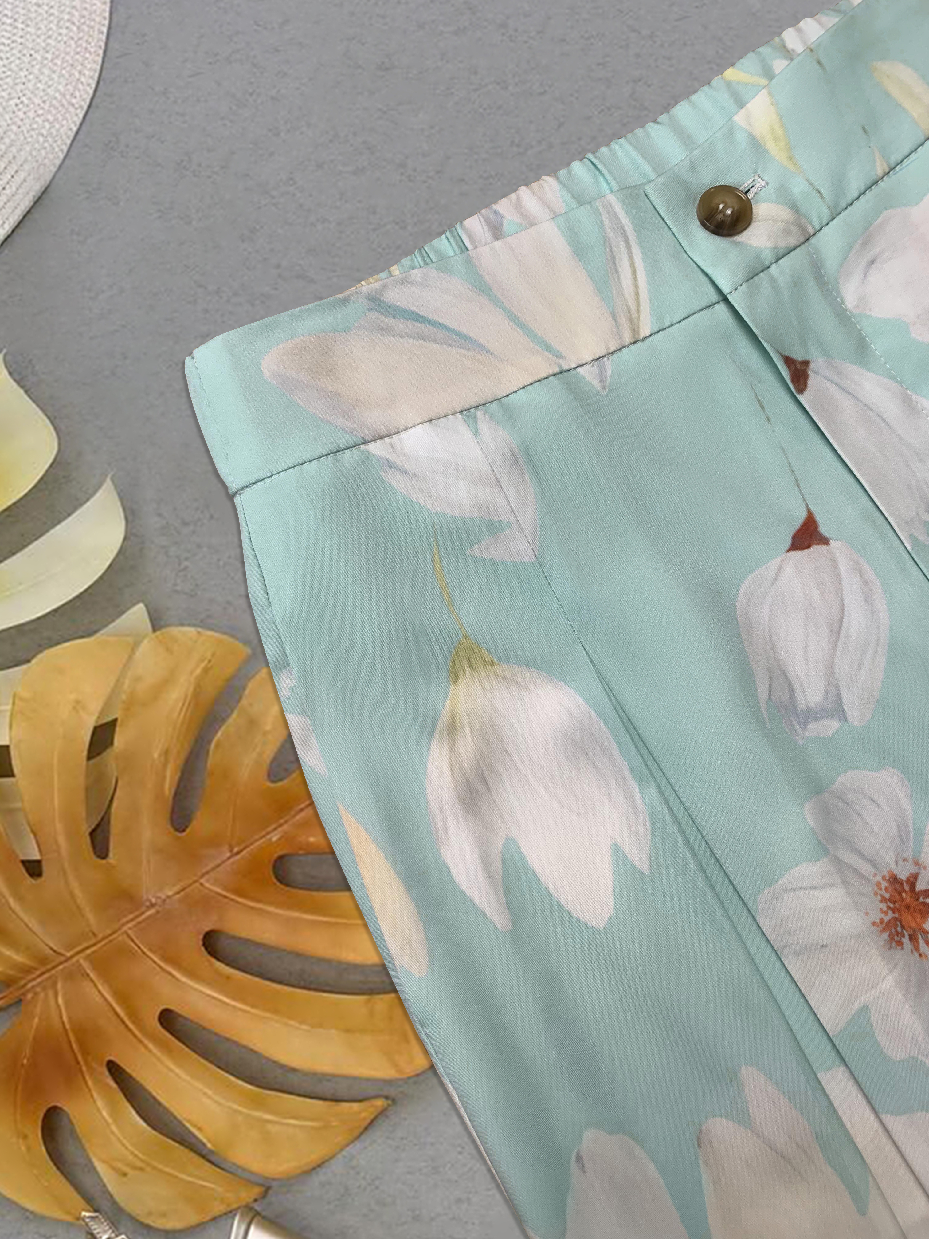 Chic Vacation Ready Fashion Accessory Elegant Feminine Polka Dot Garb Consisting of Flowy Bottoms Plus Trimmed Bustier---1774