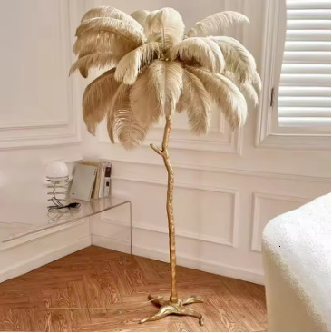 Nordic Ostrich Feather Floor Lamp Living Room Sofa Background Wall Floor Standing Lamp Home Decor Bedroom Bedside Table Lighting