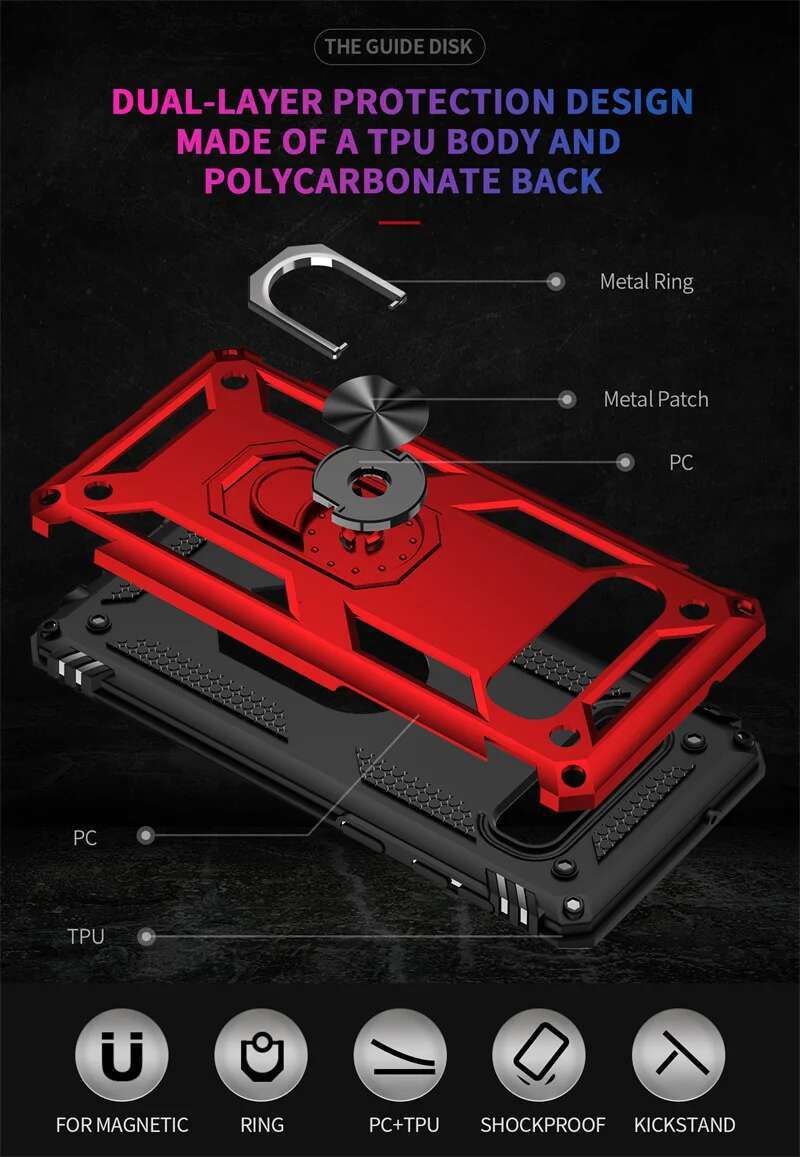 Galaxy S8 S9 S10 Plus Armor Magnetic Ring Holder Kickstand Phone Case For Samsung S7 S10E Note 8 9 Back Cover