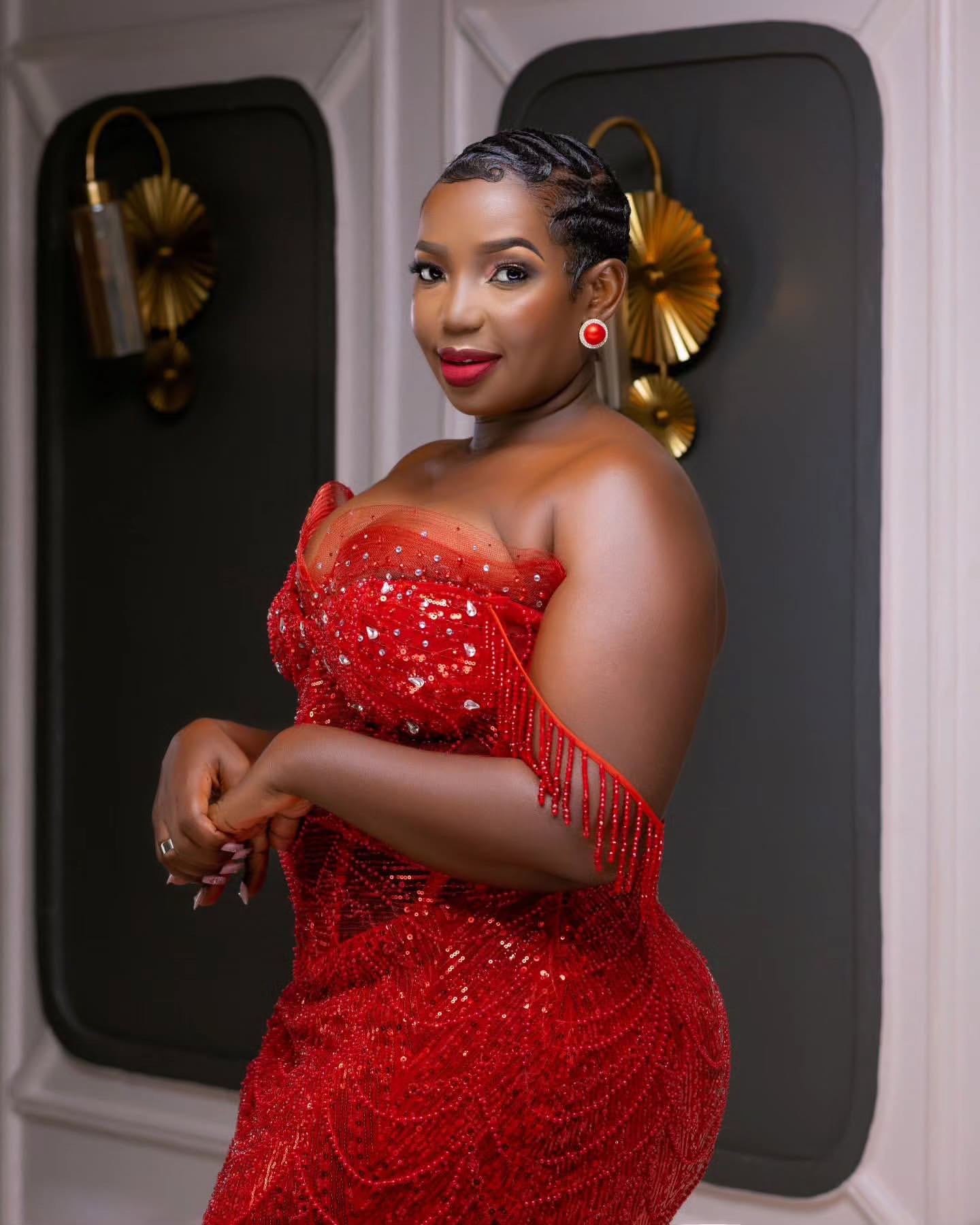 Red Mermaid Prom Dresses 2026 Crystals Tassels Sequined Sweetheart Evening Formal Party Second Birthday Engagement Gowns Plus Size Dress For Special O