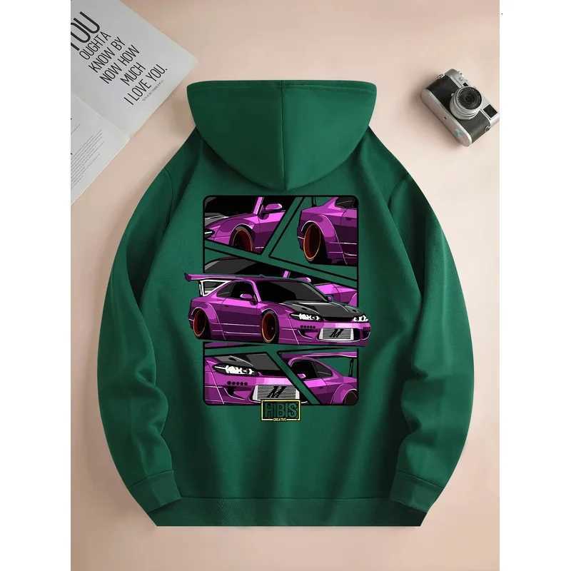 Mens new fashion hoodie casual daily drawstring hooded sweatshirt car print front kangaroo pocket mens jacket W251106