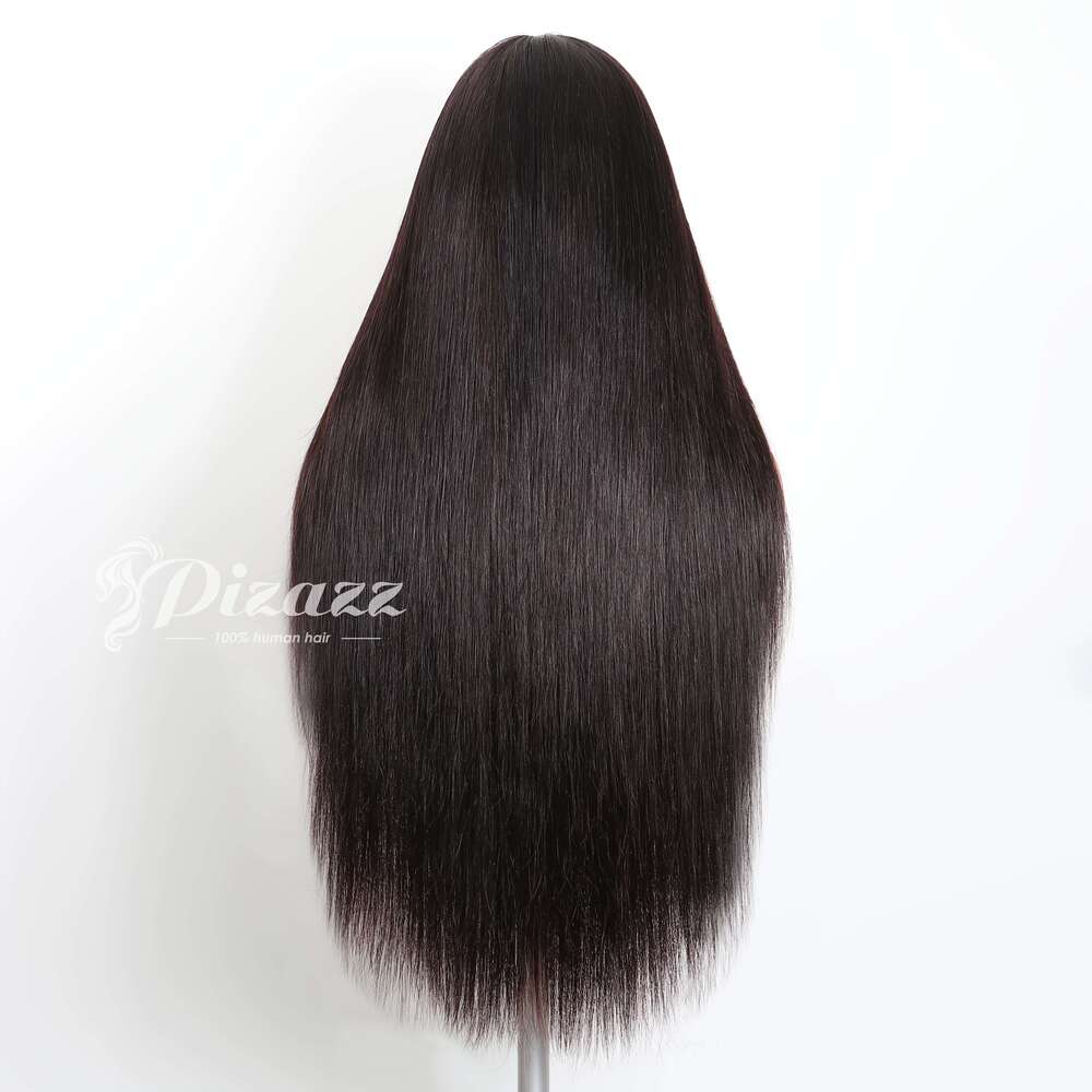 Pizazz 180% Density Brazilian Human Hair Wigs - Long Bone Straight 4X4 Invisible Lace Closure, Pre-Cut & Pre-Plucked With Knots, Natural Look For Wome