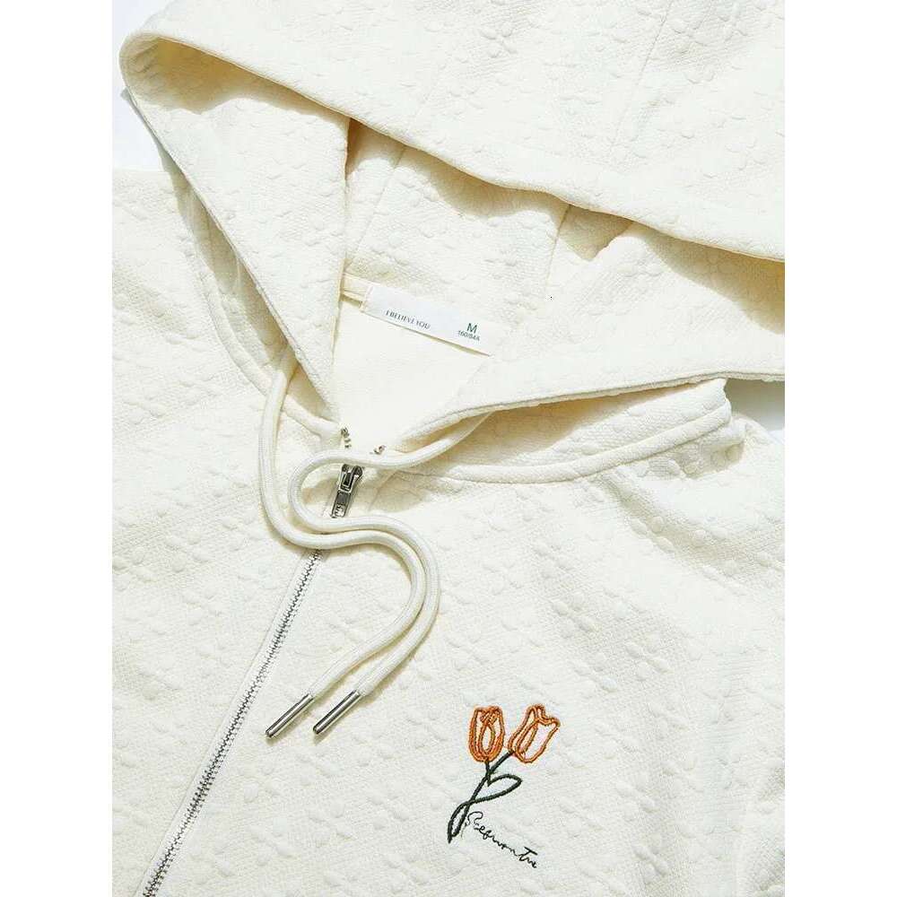 Casual Hooded Jacket For Women Muscle Jacquard Embroidery Spring New Loose Gentle Female Coats