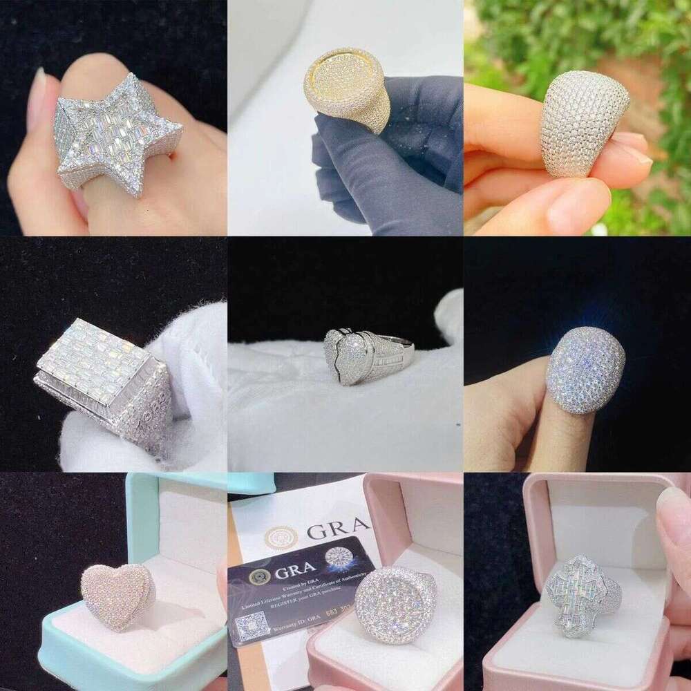 VVS Shape Men's Hip Hop Ring Featuring Sier Pyroxene Gemstone - Made by Indian Artisans