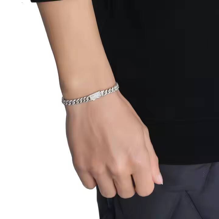 12MM Cuban Link Chain 925 Silver Moissanite Diamond Iced Out Hip Hop Fashion Necklace High Quality Silver Jewelry for Men