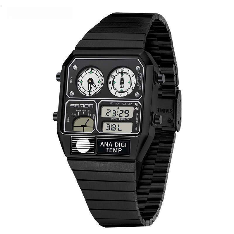 DHwatches Sanda Hot-Selling Square Steel Band Thermometer Stopwatch Chronograph Multi-Function Electronic Watch - view 8