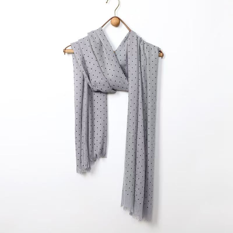 T426 Korean couple fashion art spring and summer thin men and women sunscreen polka dot versatile long shawl tassel polka dot scarf