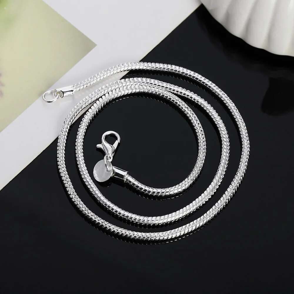 40-75cm Sterg Sier 1MM/2MM/3MM solid Snake Chain Necklace For Men Women Fashion Jewelry for pendant