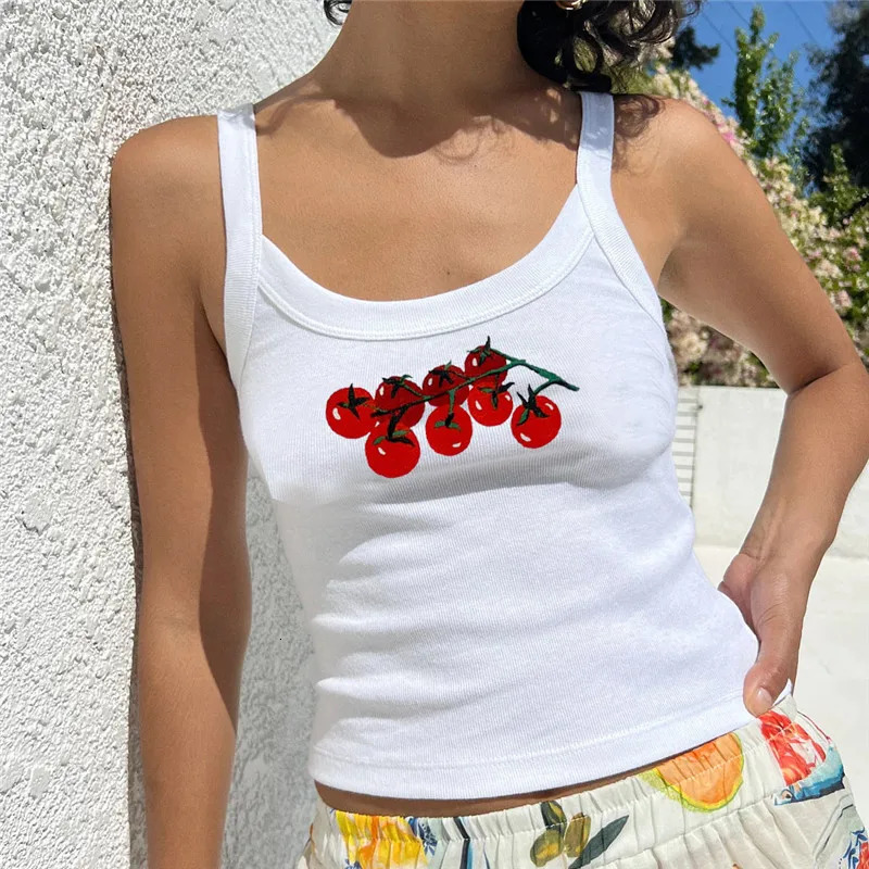 Hirigin Womens Y2k Cute Printed Tank Top Retro Aesthetics Slimming Sleeveless Crop 90s Summer Outing Mini Top 250402