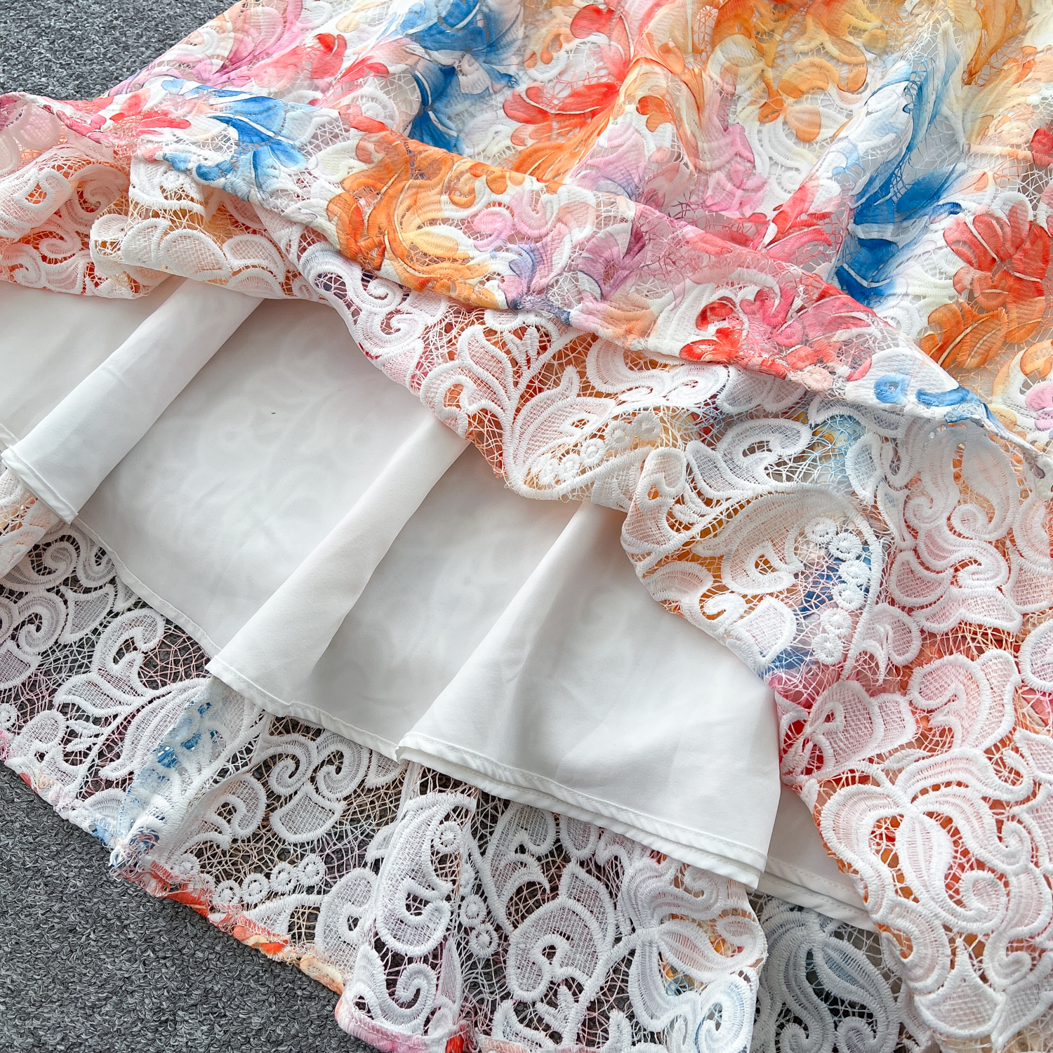 Casual Dresses Crochet Lace Embroidery Hollow Out Floral Print Maxi Dress Autumn Women Long Lantern Sleeve Pearl Buttons Up Belt Prom Clothing 2025