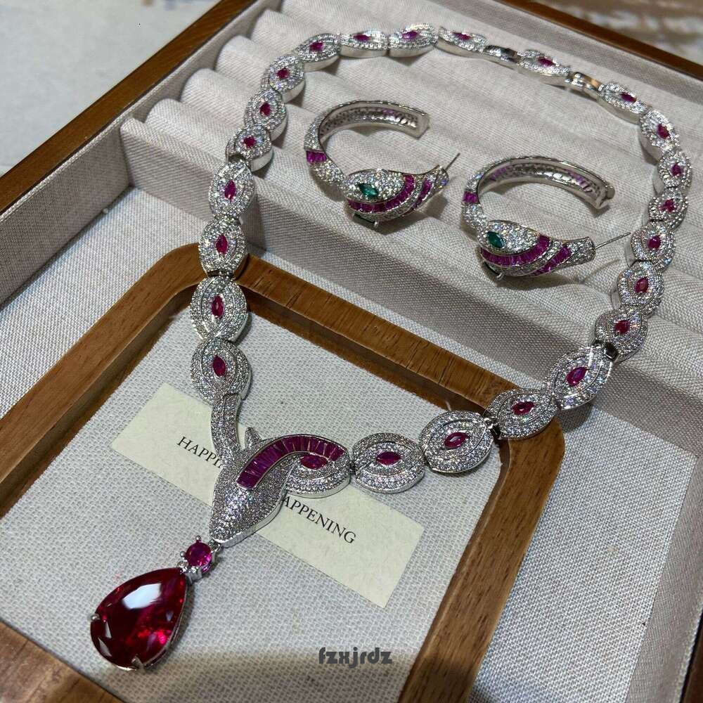 New Snake-Shaped Water Drop Necklace No. 5 Hoop Earrings Gold-Plated High-End Luxury Style Women's Dress Earrings Jewelry set