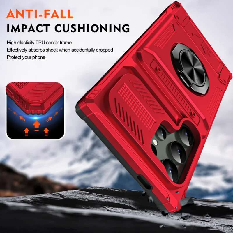 Case For Samsung S24 S23 Ultra Plus FE A14 A15 25 35 55 Magnetic Rotated Ring Kickstand Heavy Duty Drop Protection Wallet Cover