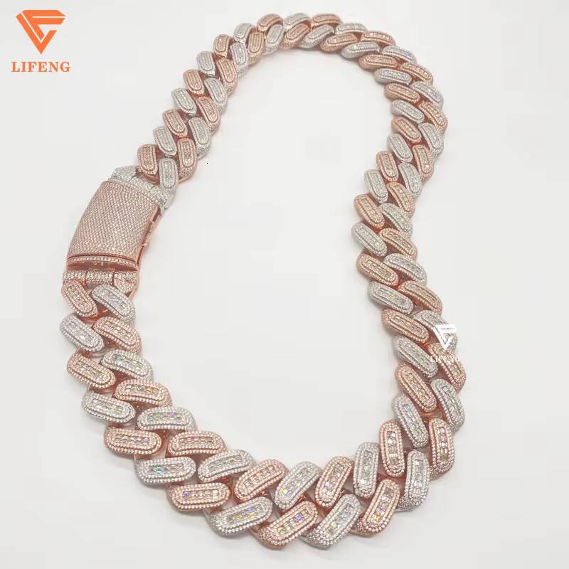 Custom 26mm 925 Sterling Silver Rose Gold Vvs Cuban Link Chain for Men Iced Out Hip Hop Diamond Moissanite Fine Necklaces