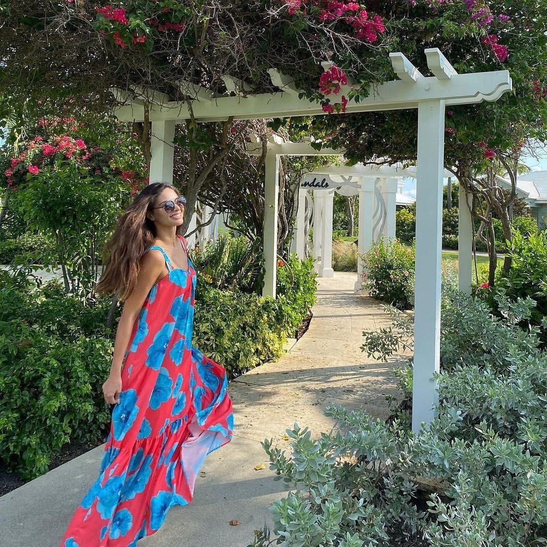 2025 Summer New Womens Dress Bohemian Printed Sleeveless Strap Skirt