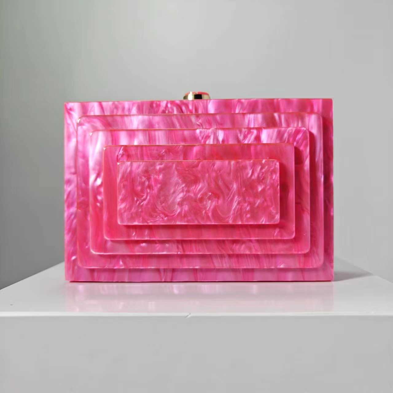 summer Dinner Bag splicing Bag Fashion acrylic one shoulder chain bag women